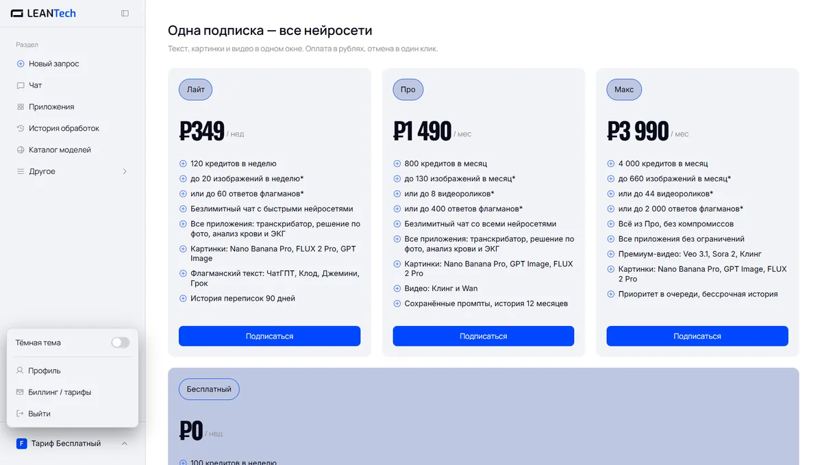 Тарифы и цены на Rosebud AI в рублях без VPN